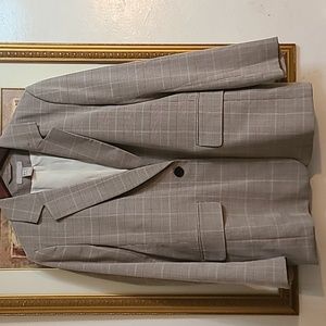 WOMENS  H&M PLAID SINGLE BUTTON BLAZER SIZE M